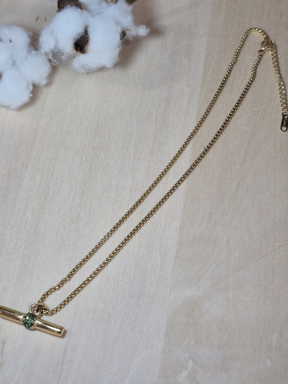 ππNEWππ STUNNING!! 18KT Over Stainless Steel CZ T-Bar Necklace - Picture 8 of 16